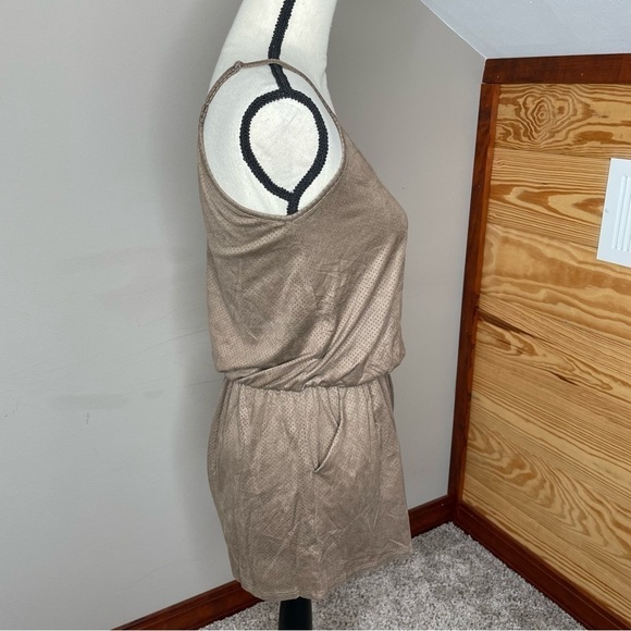 Free People Movement Tan Brown Faux Suede Sleeveless Romper Small NWT - Picture 2 of 10